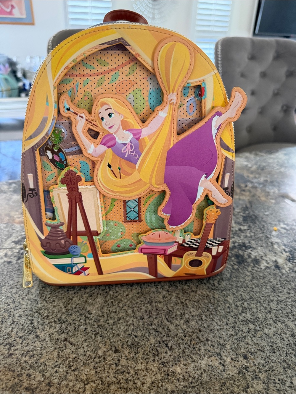 Tangled Rapunzel Glow Pin Trader Mini Backpack